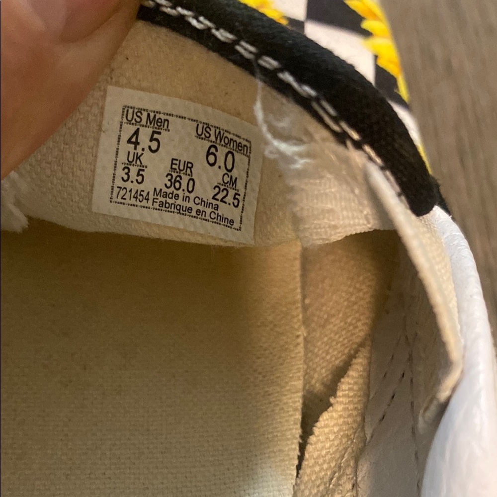 Vans Customs Black and White with Yellow Sunflower Checkerboard Sneakers (78) - Picture 13 of 13